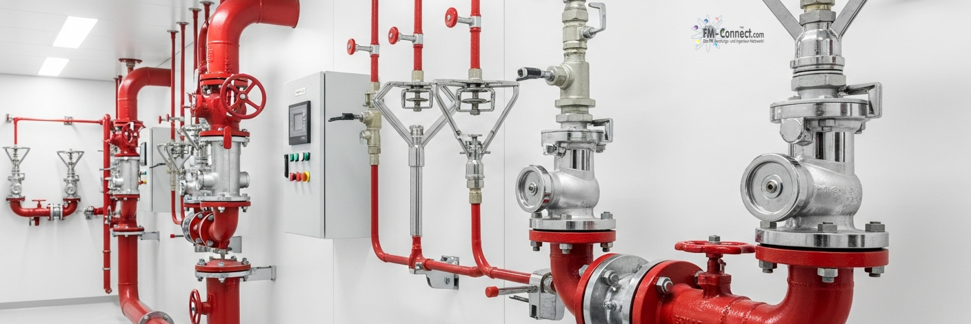 Grundarten von Sprinkleranlagen wie Nass-, Trocken-, Preaction- und Deluge-Systeme für unterschiedliche Einsatzbereiche im Brandschutz