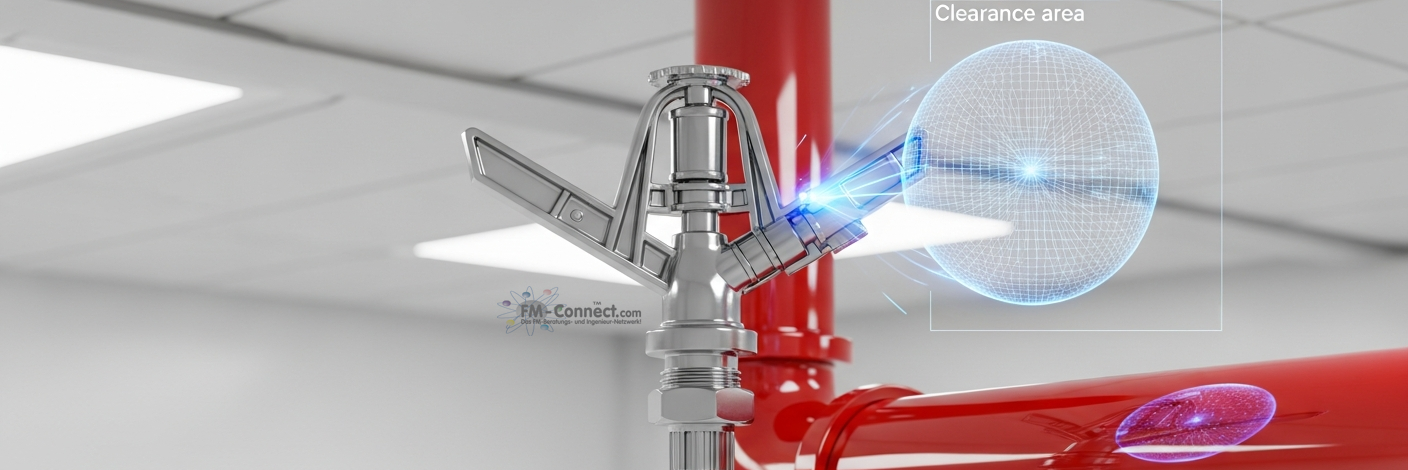 Freihaltebereiche um Sprinkler einhalten für optimale Wasserverteilung und wirksamen Brandschutz im Gebäude